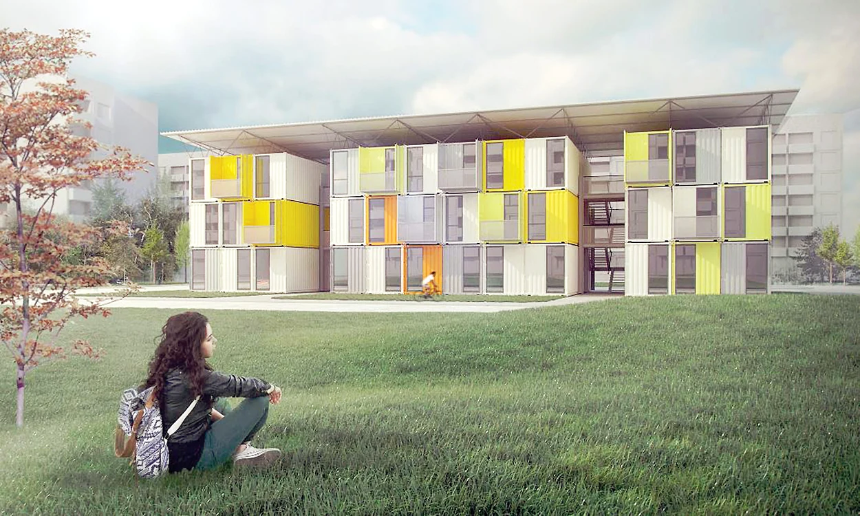 Aşa arată un ansamblu de apartamente sociale, realizat din containere de marfă