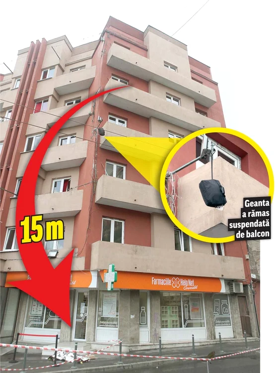 Gălăţeanul a încercat să treacă dintr-un balcon în altul, ținându-se de o tijă metalică