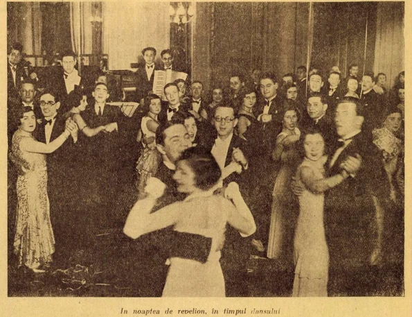 În noaptea de Revelion. Fotografie publicată de Ilustrațiunea Română, la 6 ianuarie 1932 (© Institutul de Studii Sud-Est Europene)