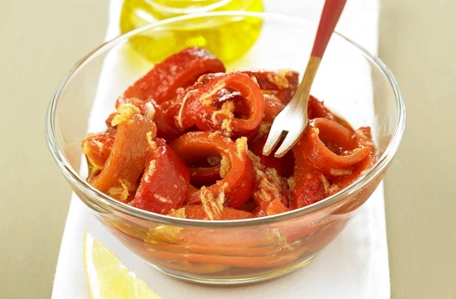 Red bell peppers marinated in oil and ginger jpeg