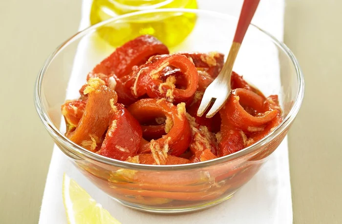 Red bell peppers marinated in oil and ginger jpeg