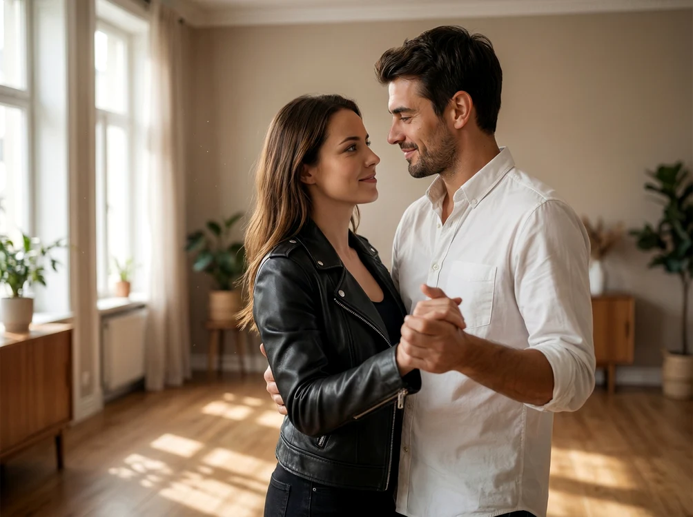 Un cuplu dansând acasa. Foto: Pixabay