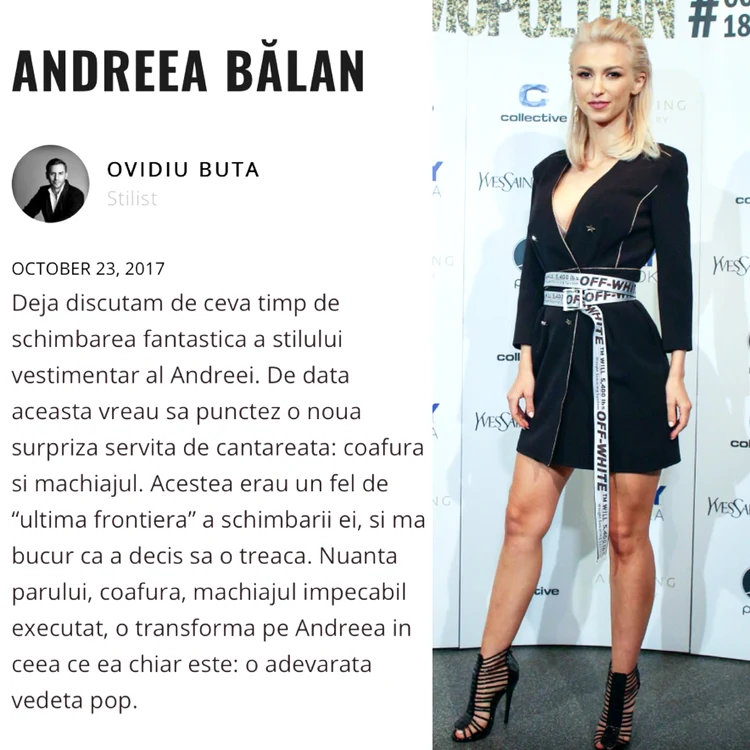 Andreea a susținut că ținutele sale au fost comentate pozitiv de către stiliști, publicând dovada 