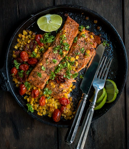 Salmon with Roasted Tomatoes and Corn 6 jpeg