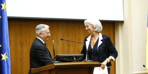 christine lagarde si mugur isarescu la BNR foto eduard enea