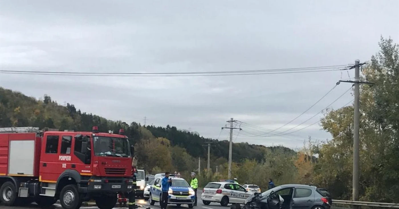 Accident între trei maşini, petrecut pe DN1