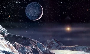 planeta pluto vazuta de pe un satelit concept jpeg