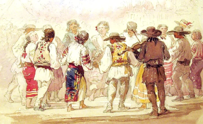 Ţărani la horă, ilustraţie de Amedeo Preziosi