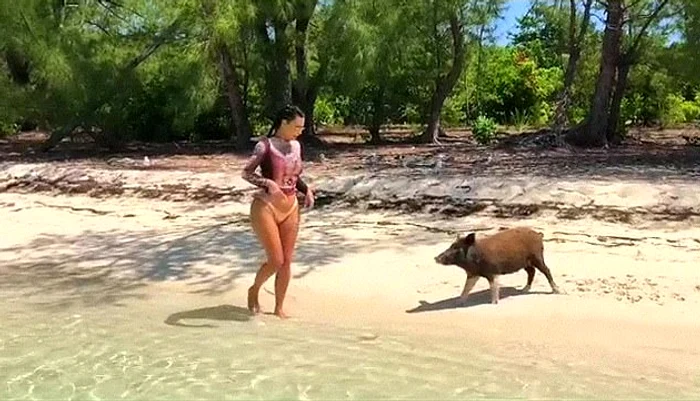 
    Khloe Kardashian şi fetiţa sa, True au purtat costume de baie cu model animal print Foto: Instagram Khloe Kardashian  