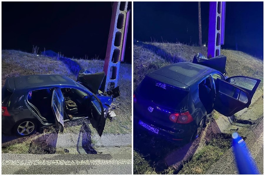 Accident mortal în Balș. Șofer de 24 ani, intrat cu mașina într-un stâlp de iluminat
