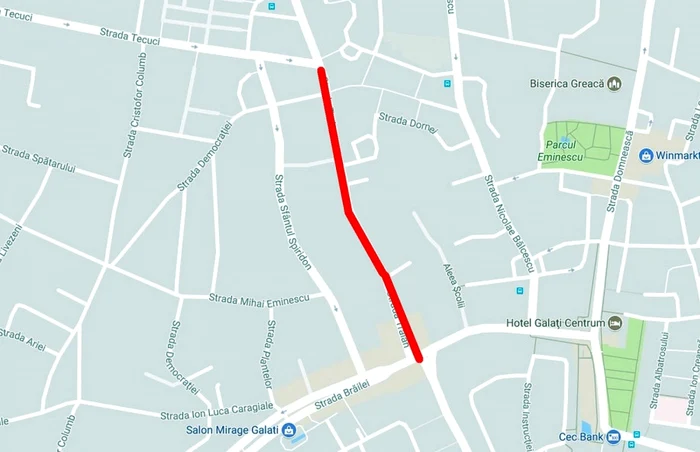 Segmentul de stradă redeschis traficului la Galaţi FOTO Google Maps