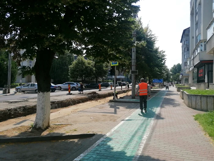 Lucrări pe strada Ecaterina Teodoroiu din Slatina FOTO: Alina Mitran