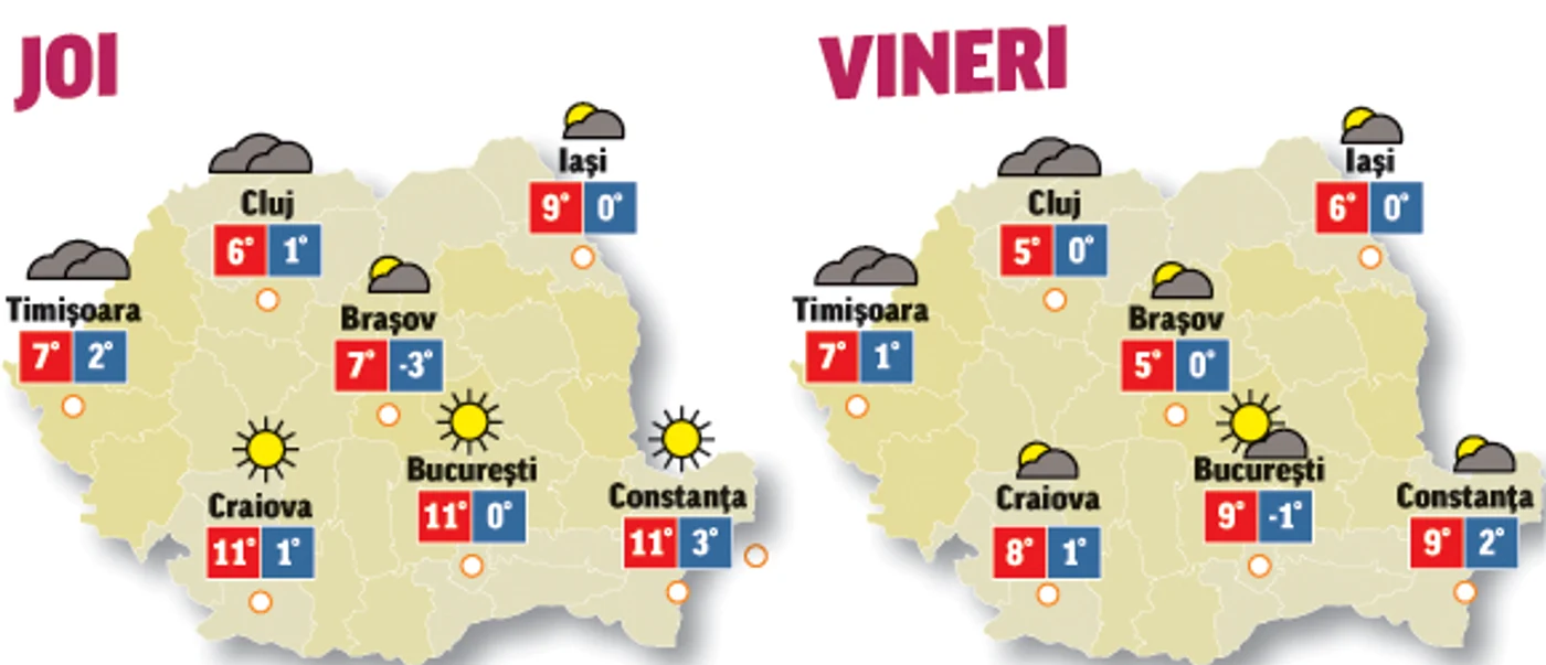 Prognoza meteo pentru următoarele două zile anunță că vom avea un Crăciun cu temperaturi de toamnă
