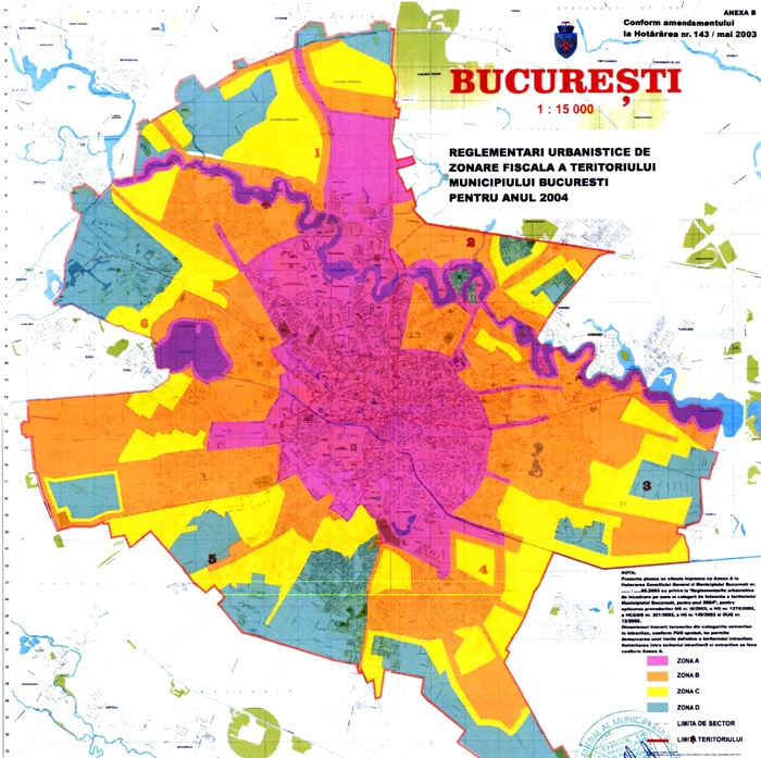 Împărțirea pe zone a Capitalei. Foto: captură pmb.ro