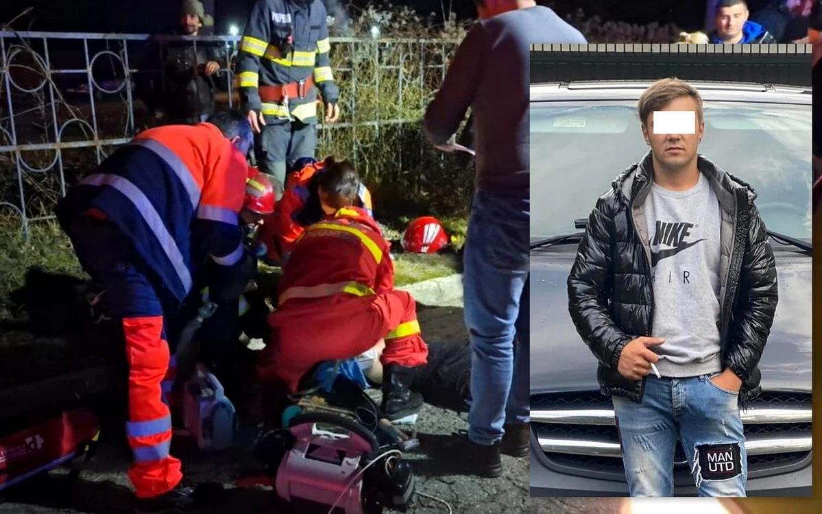 Tânărul care a produs accidentul din Petroșani (medalion). Foto: Observatorul Național. Facebook