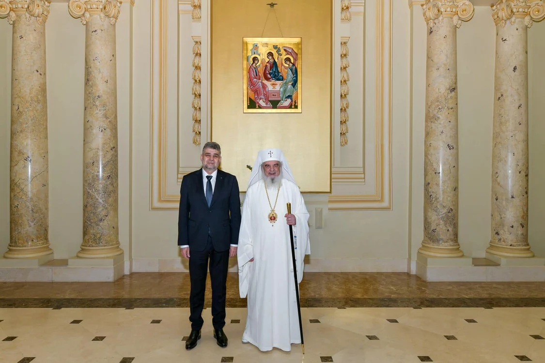 Premierul Marcel Ciolacu cu Preafericitul Părinte Patriarh Daniel Foto: Facebook