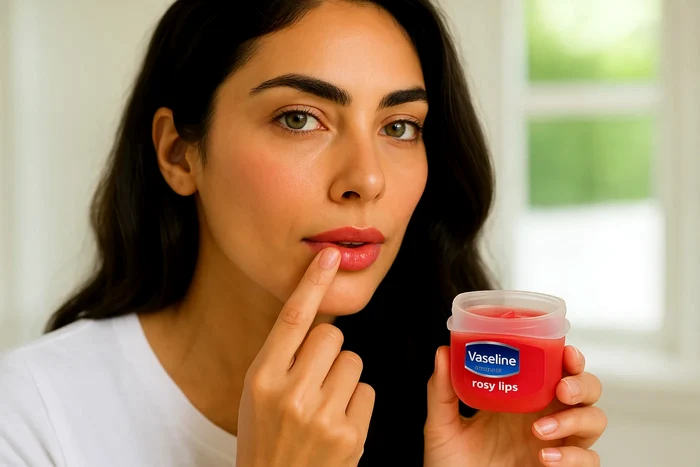 Rețetă de casă cu vaselină pentru buze roz natural. 