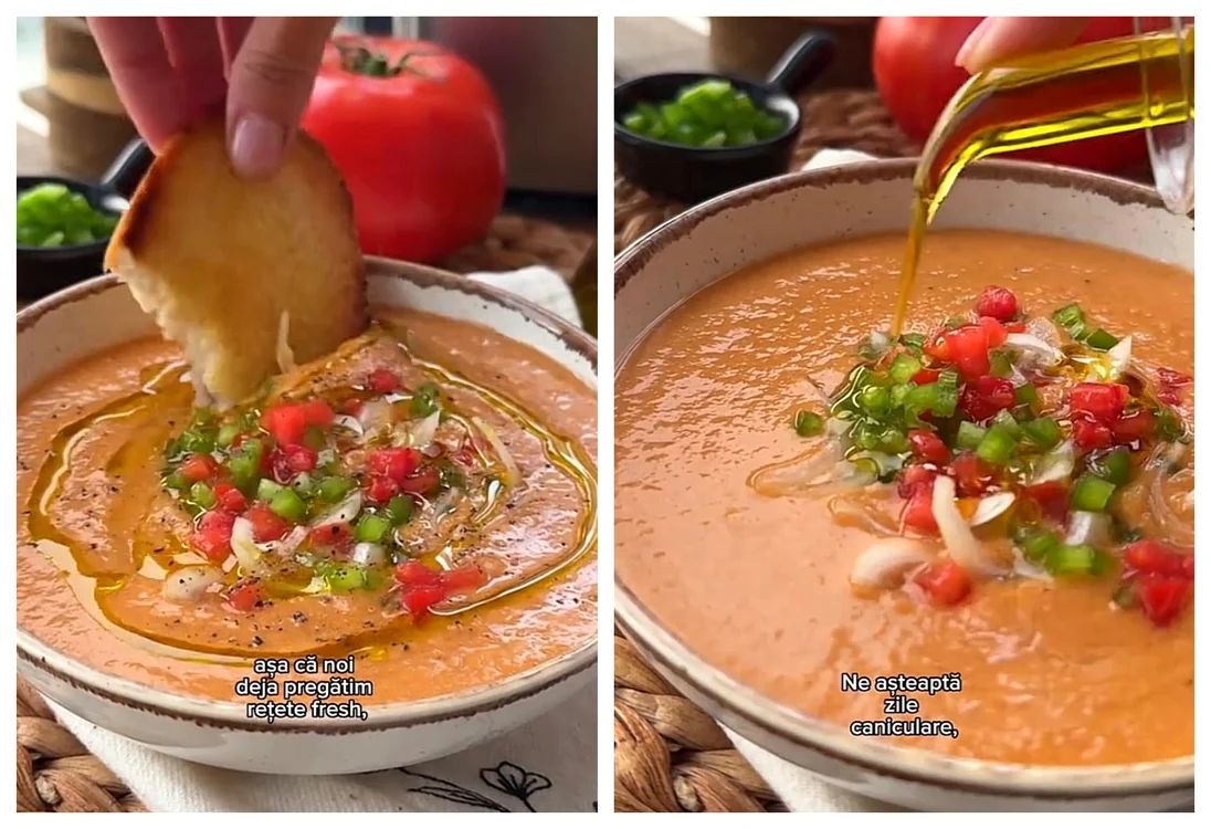 Gazpacho, preparatul spaniol care a cucerit internetul / FOTO: Colaj captură video TikTok