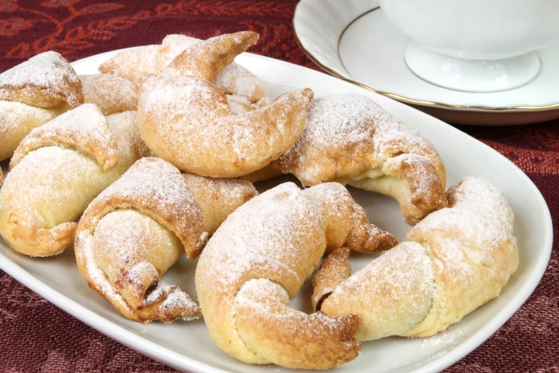 Home made sweet bakery  Crescent rolls stuffed with plum jam  jpeg