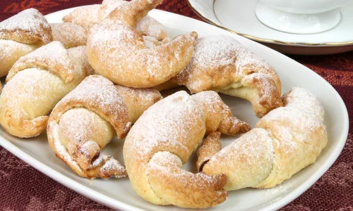 Home made sweet bakery  Crescent rolls stuffed with plum jam  jpeg