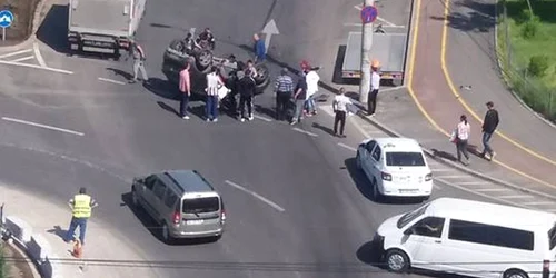 Imagine de la locul accidentului făcut de profesoara din Galaţi FOTO GSDG