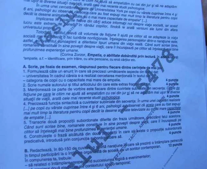 subiecte evaluare romana clasa a VIII-a