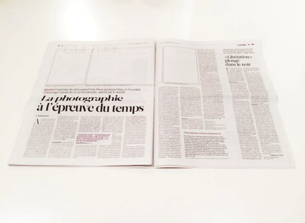 Cotidianul francez „Libération“ a eliminat toate imaginile care ar trebui să însoţească articolele scrise, pentru a arăta importanţa şi puterea unei fotografii FOTO bjp-online.com