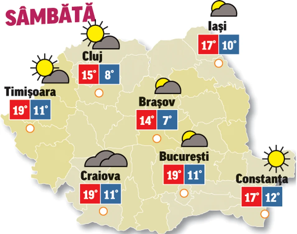 Astăzi cerul se va menține acoperit în majoritatea regiunilor