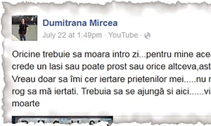 Aceasta este o parte din mesajul terifiant  postat de bărbat pe Facebook jpeg