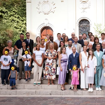 Daniel Ducruet, Michael Ducruet și Coralie Ducruet cu Pauline Ducruet, Marie Ducruet și Louis Ducruet la botezul lui Victoire Ducruet, nepoata Prințesei Stephanie de Monaco. FOTO: Instagram