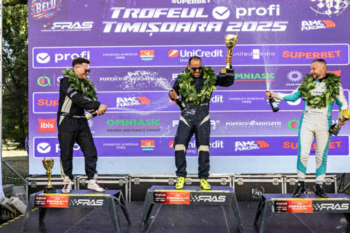 Podiumul după cursa de la Timșoara