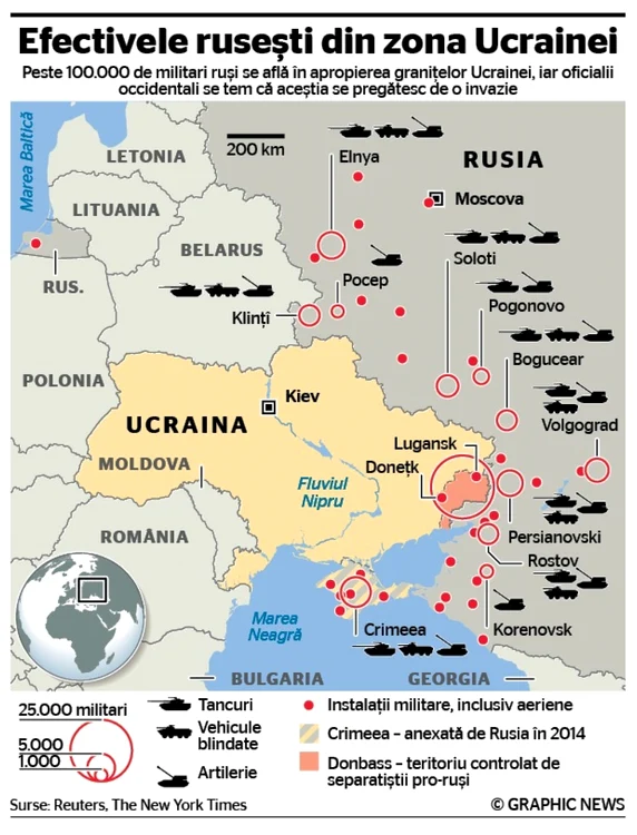 Trupe ruse pozitionate la granita cu Ucraina INFOGRAFIE