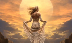 radiant depiction empowered female sun goddess jpg