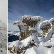 Sfinxul şi Babele din Bucegi disputate teritorial de Prahova şi Dâmboviţa Foto colaj Facebook