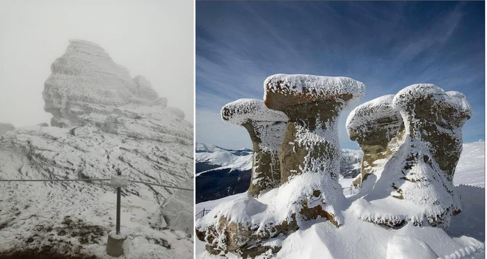 Sfinxul şi Babele din Bucegi disputate teritorial de Prahova şi Dâmboviţa Foto colaj Facebook