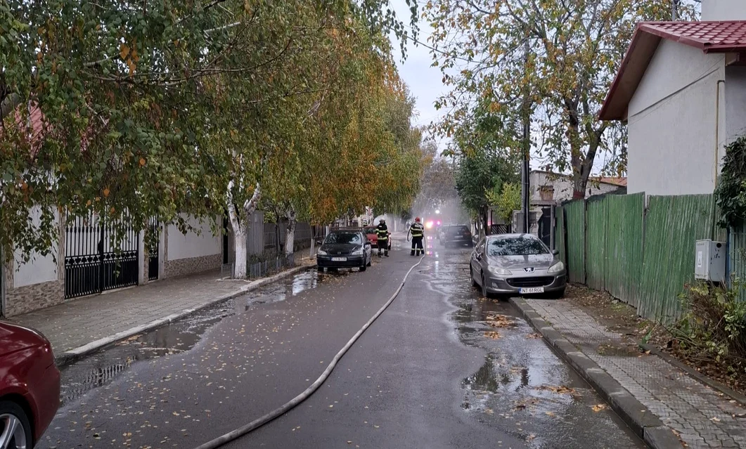 O șoferiță a rupt o conductă de gaz în Năvodari FOTO: Facebook /Primăria Năvodari