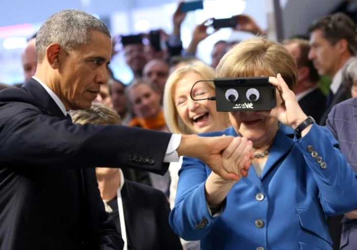 Preşedintele SUA, Barcak Obama şi cancalarul german Angela Merkel FOTO AFP