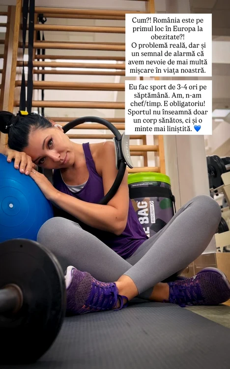 Corina Caragea în sala de fitness / Foto: Instagram
