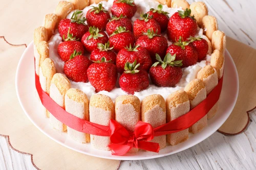 43929817 french fresh strawberry charlotte close up on the table horizontal jpeg