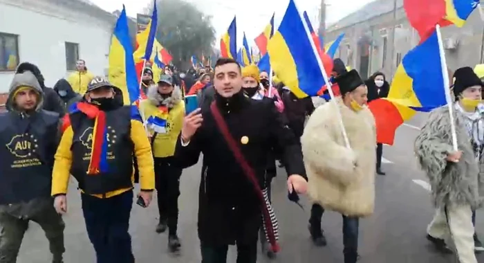 George Simion la Marşul Unirii organziat în 1 decembrie 2020. Foto captură video