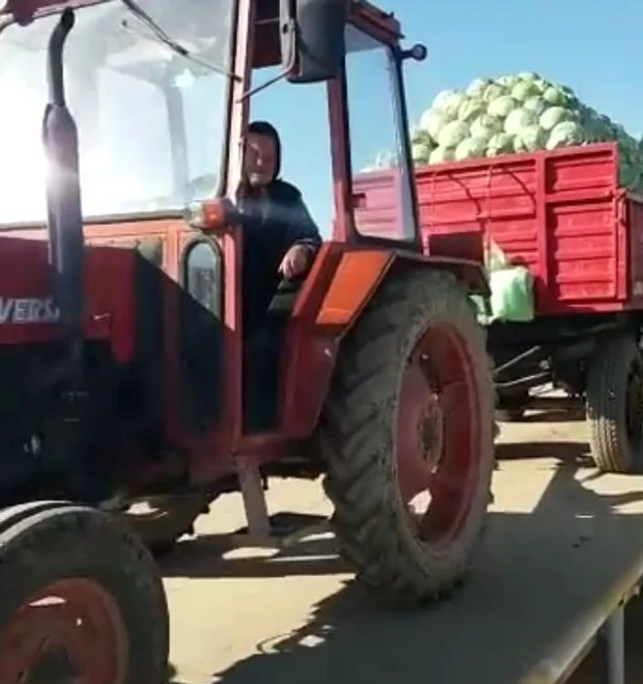 Tanti Mița cară cu tractorul legumele agricultorilor din Lungulețu