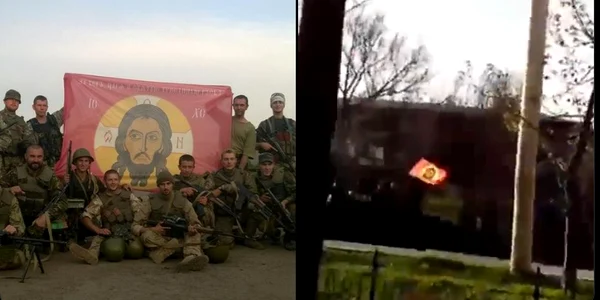 Steagul folosit de rusi in Ucraina  FOTO captura x Catfitz png