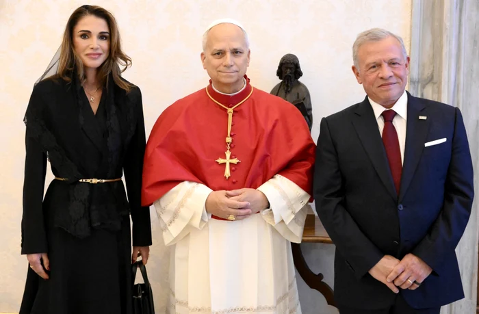Regele Abdullah II, Regina Rania a Iordaniei și Papa Leon la Vatican, Profimedia (1) jpg