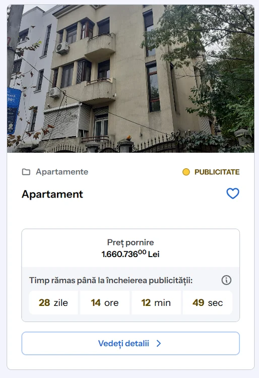 Apartamente de vânzare pe site-ul ANAF. Captură site ANAF