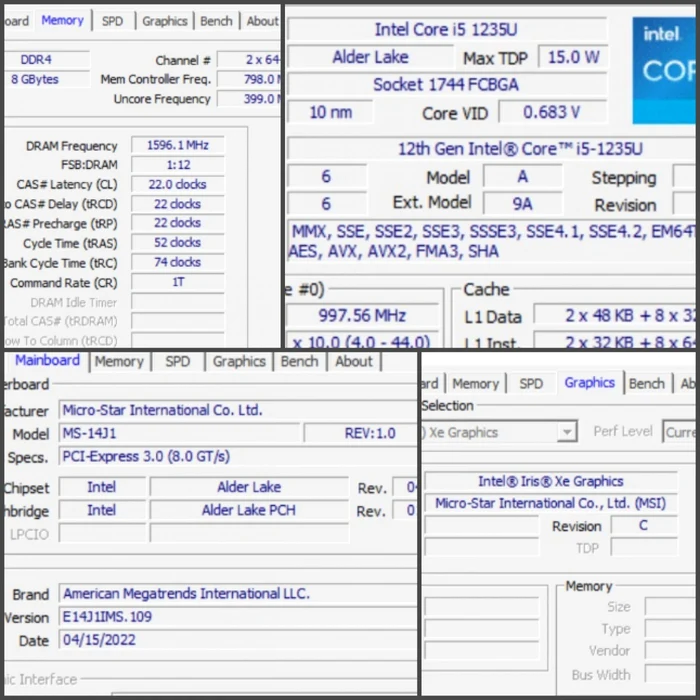 Laptop MSI Modern 14 specs