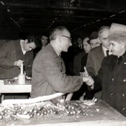 Vizita de lucru a lui Nicolae Ceauşescu la fabrica de mobilă din Arad (© „Fototeca online a comunismului românesc”, Cota: 8/1972)