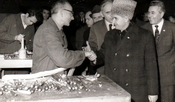 Vizita de lucru a lui Nicolae Ceauşescu la fabrica de mobilă din Arad (© „Fototeca online a comunismului românesc”, Cota: 8/1972)