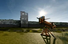 Reconstrucție virtuală a unui polybolos lângă zidurile orașului Pompeii (© Heritage / Adriana Rossi, et al)