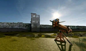 Reconstrucție virtuală a unui polybolos lângă zidurile orașului Pompeii (© Heritage / Adriana Rossi, et al)