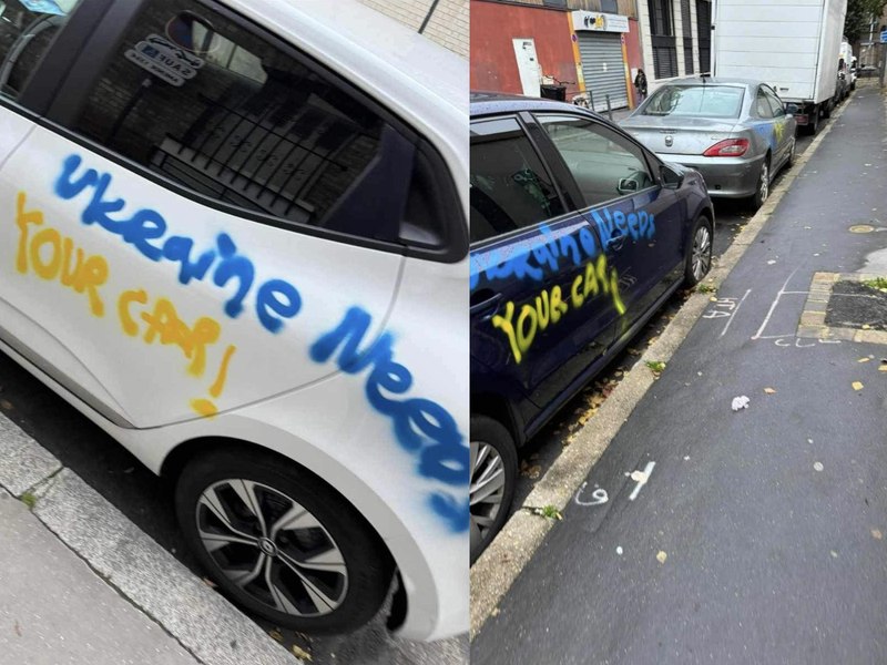 „Ucraina are nevoie de maşina ta”. Vehicule vandalizate cu acest mesaj în mai multe orașe din Franța